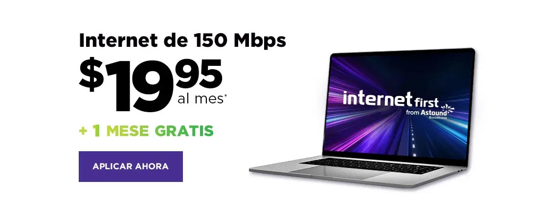 150 Mbps internet $19.95 + 1 month free